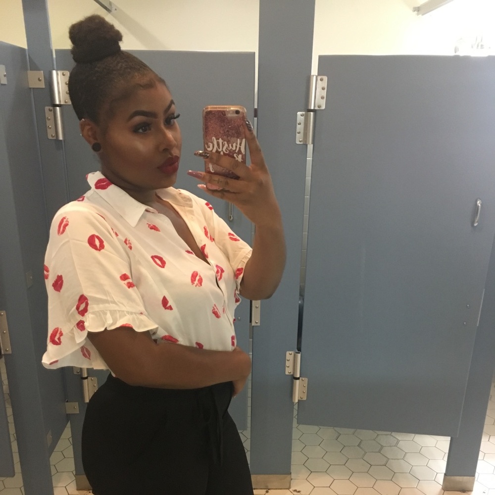 Lip print blouse